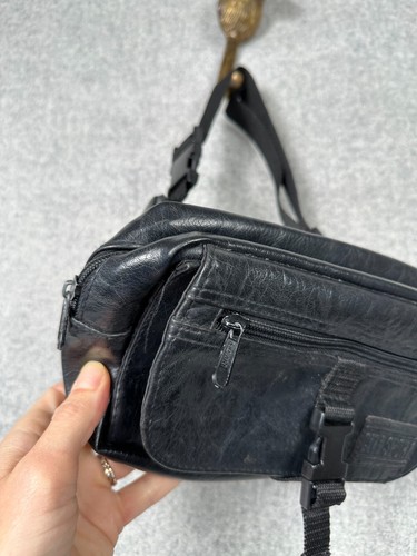 Vintage Citi Sport Fanny Pack Black 80s 90s Retro Waist Adjustable Pockets - Foto 9 di 16