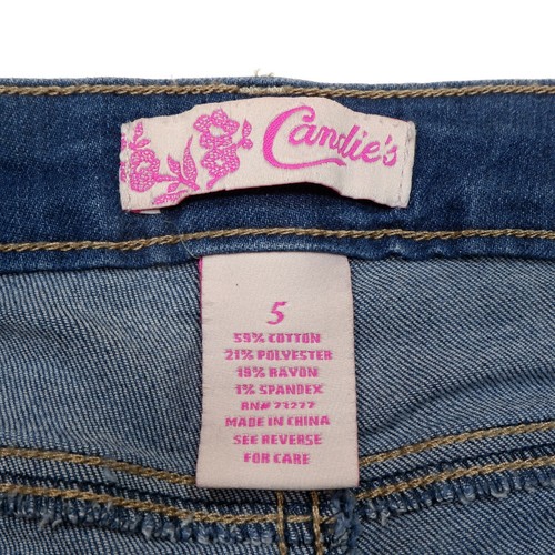 Candies Shorts 5 Embellished Blue Jean Denim Stretch Juniors Measures W28 - Picture 4 of 8