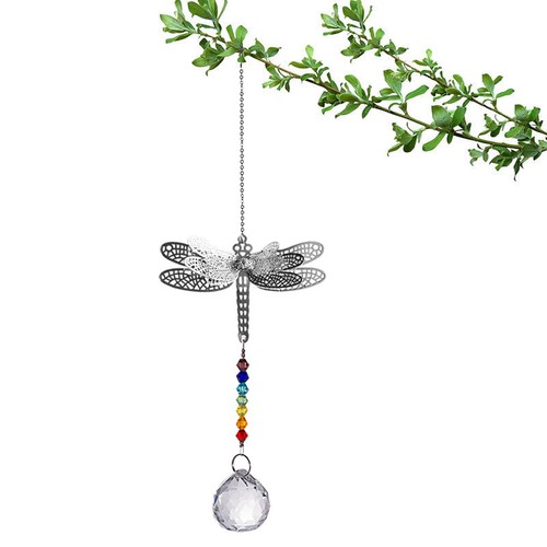 LONGWIN Set 2 Dragonfly Crystal Prisms Suncatcher Handmade Pendant Garden Decor - Picture 4 of 9