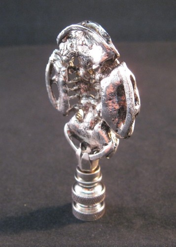 Lamp Finial-Antq.Silver RHINESTONE FLOWER Lamp Finial-Satin Nickel Base - Picture 7 of 11