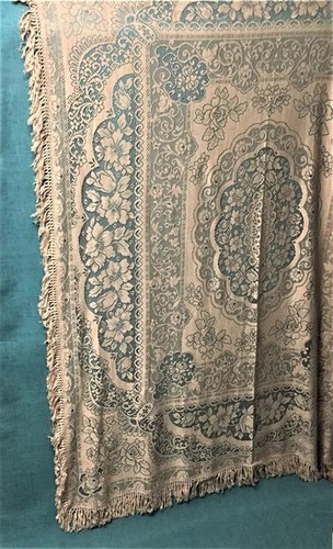 Somerset Rose Full/Queen Fringe Lace Coverlet 82" x 94" Organic Cotton Brown - Picture 3 of 11