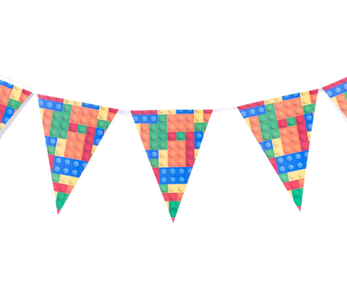 Building Blocks Bunting Stacking Bricks Birthday Party Decoration Banner 10pcs - Picture 8 of 10