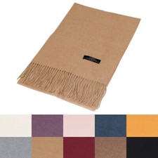 Premium Classic Unisex Solid Plain Cashmere Feel Fringed Scarf Wrap