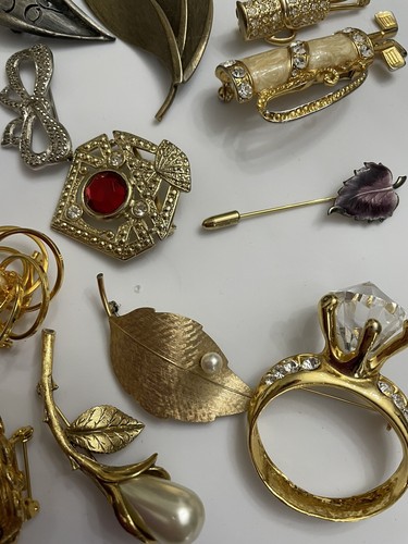 Lote 15 broches vintage prendedores bolsas de golf de metal cepillado perla esterlina bling prendedores - Imagen 11 de 16