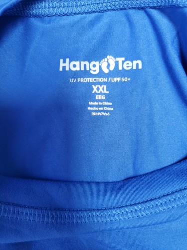 T-shirt uomo Hang Ten Rashguards Switchfoot manica lunga Lt blu taglia XXL NUOVA CON ETICHETTE - Foto 3 di 5