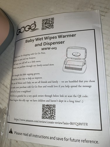 GOGO Pure Baby Wet Wipes Warmer Dispenser Holder Easy Press On/Off Switch - Picture 2 of 9