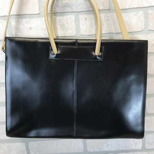 Daniela Moda Laptoptasche Tasche schwarz creme Leder abnehmbarer Schultergurt - Bild 3 von 21