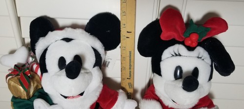 Juego de Peluche Vintage 1989 Disney Navidad Mickey & Minnie GRANDE de 15" Excelente Estado con Etiquetas - Imagen 13 de 13