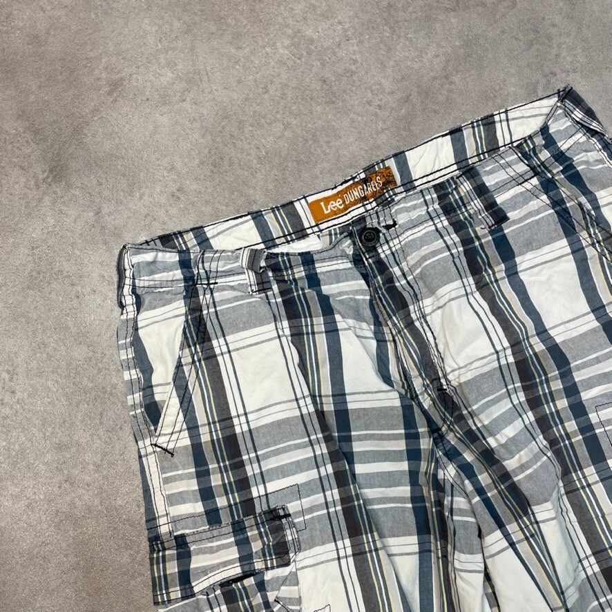 Lee Cargo Shorts Mens Baggy Checkered Vintage Summer Hiking Pant, Navy, 32" image 5