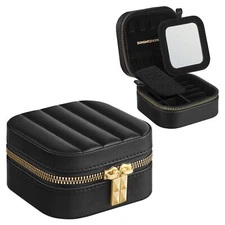 Travel Jewelry Case Small Jewelry Box Organizer with Mirror 4.1 x 4.1 x 2.4 I...