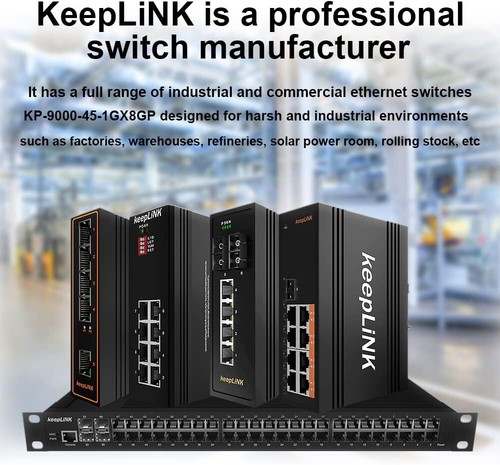 KeepLiNK 8-Port Industrial Ethernet Switch, Unmanaged 10/100/1000Mbps PoE/PoE+ - Picture 13 of 15