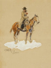Cowboy on Horseback by Charles M Russell Western Giclee Art Print + Ships Free
