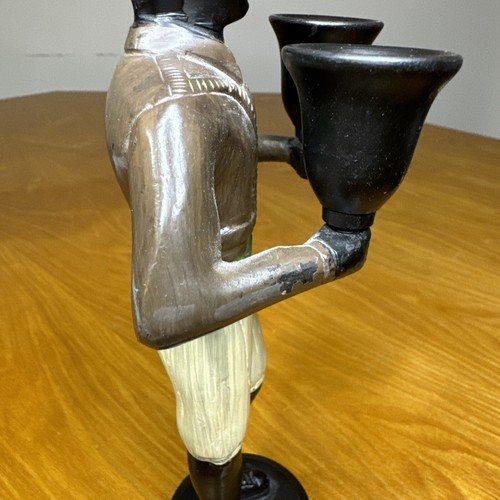 Blackamoor Nubian Servant Painted Double Candlestick Holder Antique Bronze 10” - Picture 16 of 19