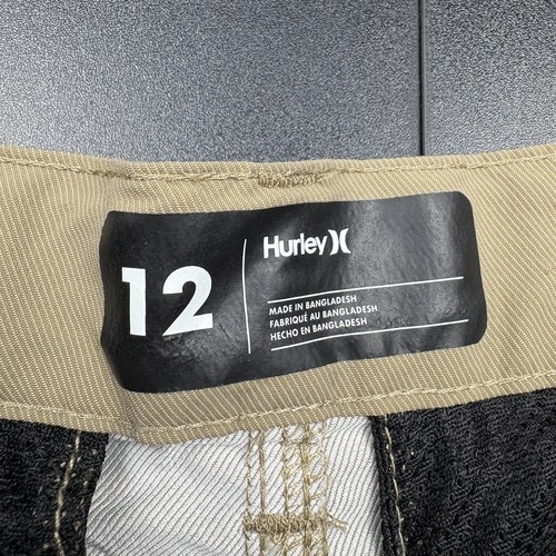 Hurley Dri-Fit Shorts Khaki Tan Beige Brown Kids Size 12 Nylon Blend - Picture 4 of 6