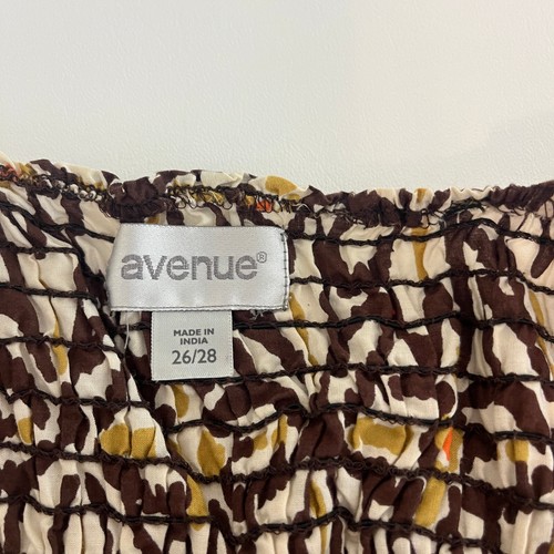 Avenue Womens Wrap Fit & Flare Midi Dress Size 3X 26/28 Brown Floral V-Neck - Picture 7 of 9