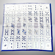 Hermes Carre 90 Jeu De Cartes Playing Cards Silk Scarf Blue W 90cm Japan Used 