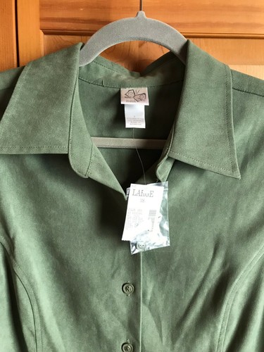 BUTTERFLY TM Olive Green L Stretch Soft Button Up Top - Bild 2 von 9