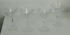 Set-of-4-24-Lead-Crystal-Godinger-Shannon-Crystal-PALM-TREE-MARTINI-GLASSES