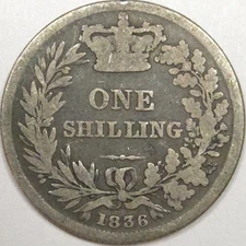 1836 UK Great Britain 1 Shilling (Lot#1)