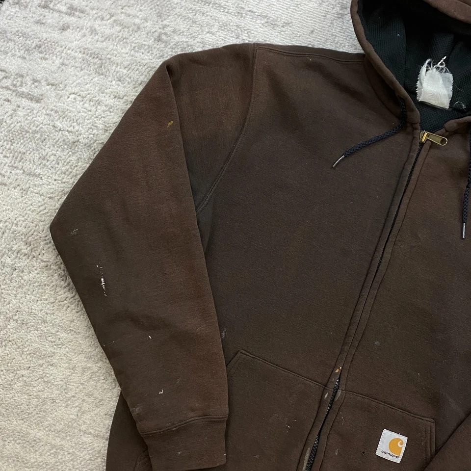 Carhartt J149 Thermal Lined Hoodie Medium Brown Outdoor Preppy Workwear Full Zip - Image 4 of 4