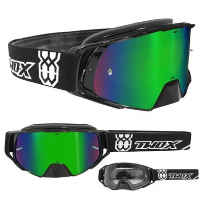 MX Brille TWO-X Rocket Crossbrille MX Enduro schwarz verspiegelt grün Spiegel