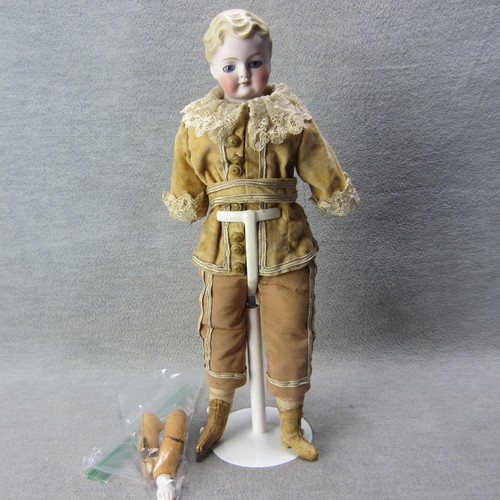 Antique Parian German China Head Boy Glass Eyes TLC Arms 1880s ABG Attributed - Picture 1 of 19