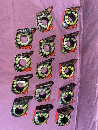 Turkey Napkin Rings Set Wooden Set Of 14 Hand Painted Philippines (ToteZZZ) - Picture 11 of 14