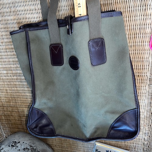 John Chapman Olive Green  Leather Trim Tote Bag England Corsair Capital Handmade - Picture 11 of 12