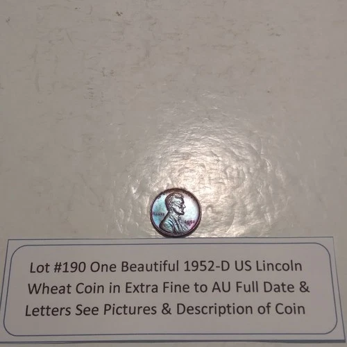 Lot #190 One Beautiful 1952-D Lincoln Wheat EF-AU Full Date-Letters See Pictures