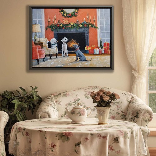 Gemütlicher Urlaub Hund Wandbild Dalmatiner Border Collie Labrador Ölgemälde Leinwand - Bild 8 von 9