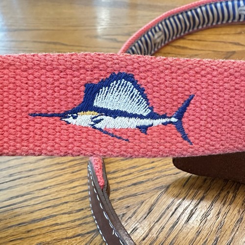 Cinturón de cuero para hombre JT Spencer rosa tejido estampado pez vela talla 38 - Imagen 12 de 12