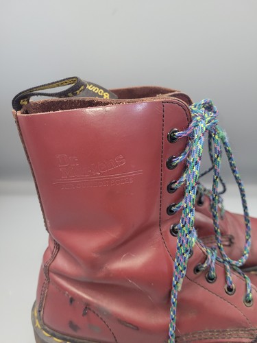 Dr. Martens '1490' Burgundy Boots 8 EU 42 10-Eyelet VTG Red Leather England - Picture 11 of 17