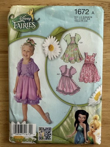 Simplicity Pattern 1672 Disney Fairies Size Child’s Dress & Bolero Size 3-8 UC - Picture 1 of 4