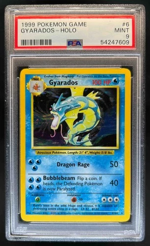 1999 Pokemon Unlimited Gyarados Rare Holo #6/102 PSA 9