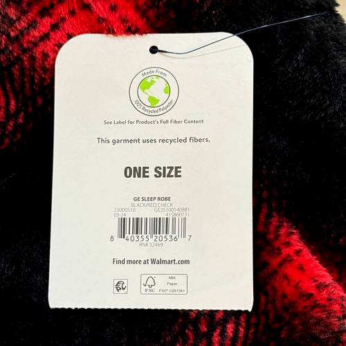 NEU mit Etikett George Bademantel/Hausmantel für Erwachsene. One Gr.  Rot, schwarz kariert/Ck - Bild 7 von 7