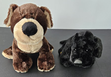 GANZ WEBKINZ 8" Black Lab + 10"Mocha Puppy Dog Stuffed Animal Plush Toy