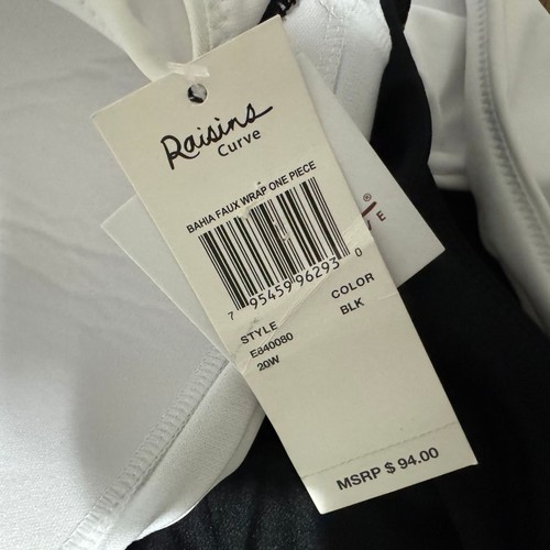 RAISINS CURVE Cross Over One Piece Bathing Swim Suit Black White NWT Plus 20W - Picture 6 of 6