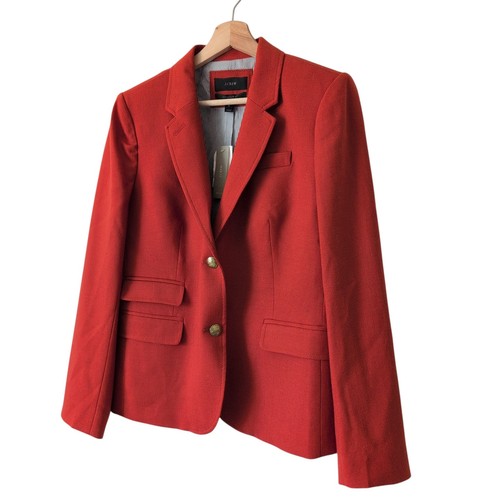 J. nuova con etichetta Blazer Crew scuola ragazzo misto lana bottoni donna taglia 10 arancione ruggine autunno - Foto 4 di 12