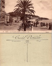 Nice France La Promenade du Midi et le Château Postcard Vintage Unposted Sepia