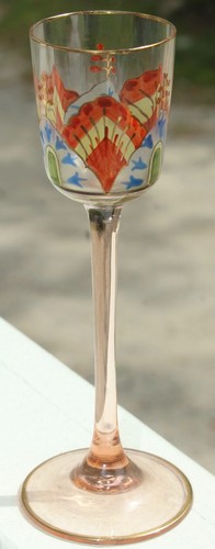 Antique THERESIENTHAL MEYR'S NEFFE Art Nouveau Enameled CORDIAL GLASS #6 - Picture 5 of 8