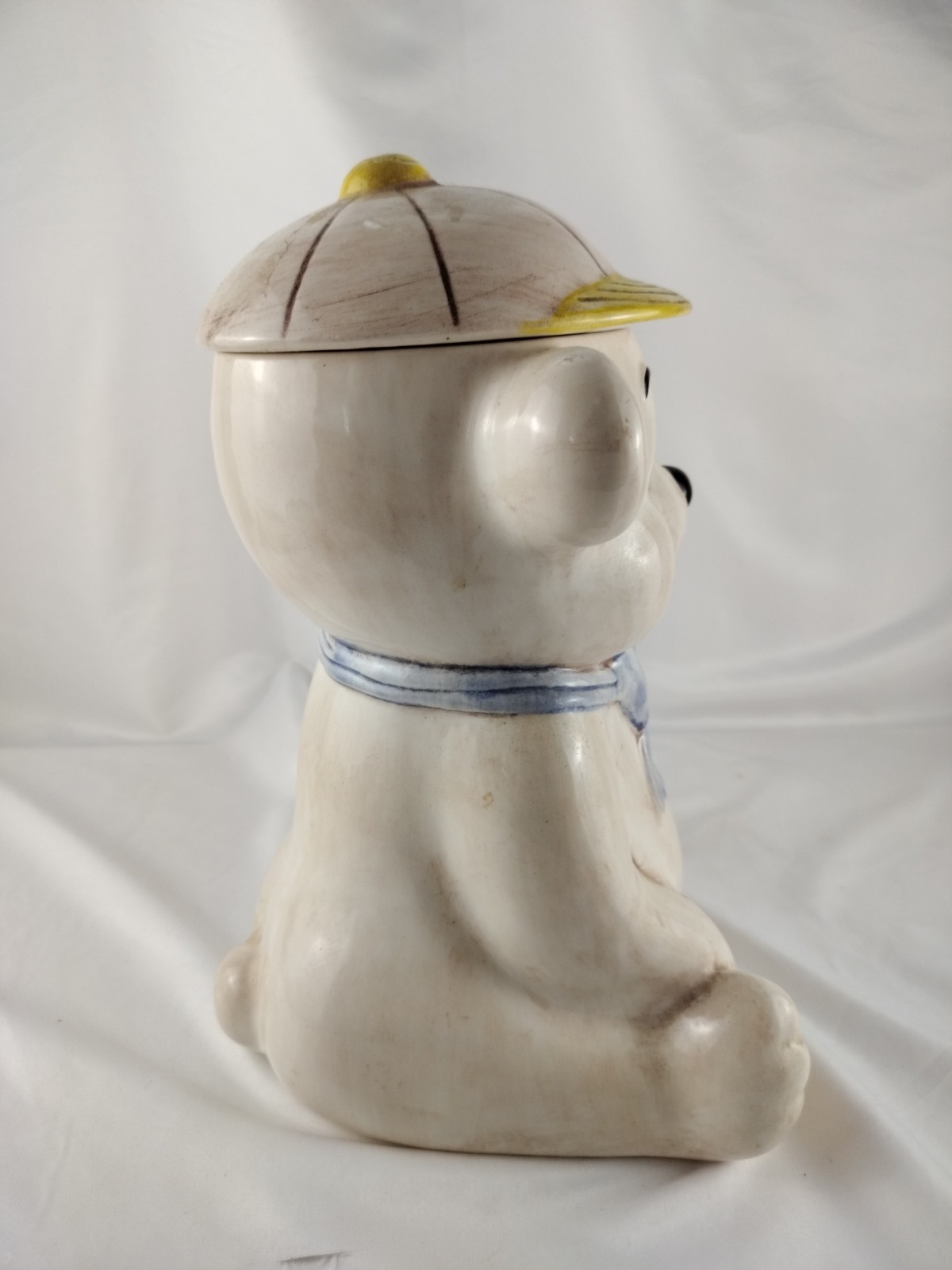 Vintage Treasure Craft Teddy Bear Baseball Cap Cookie Jar 12.5" H, 9"W