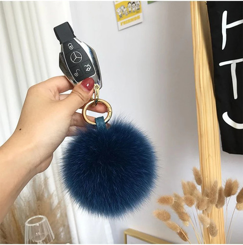 Llavero bolso colgante de piel de zorro real 2025 para mujer elegante bola mullida coche llavero pompones - Imagen 18 de 43