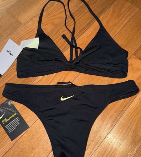 Nike Womens Size Large 2 Piece HydraStrong Sold Black Swimsuit - Picture 5 of 5