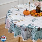 VEDACHIC Round Fall Blue Pumpkin Tablecloth 60 Inch Thanksgiving Pumpkin Buff