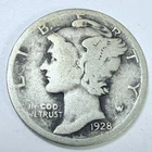1928 D LIBERTY MERCURY 90% SILVER DIME CIRCULATED COIN #5314