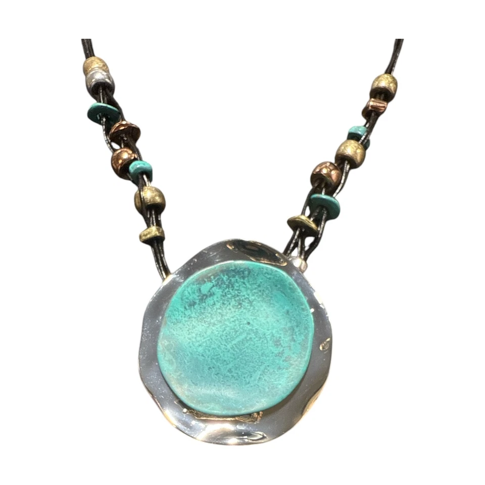 NUEVO CON ETIQUETAS ROBERT LEE MORRIS Collar Colgante Tono Plata y Turquesa RM420 Foto 3 de 4