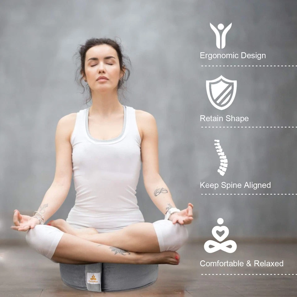 Круглая бархатная подушка для медитации D=13 дюймов/16 дюймов H=5,5 дюйма валик для йоги напольный пуф зафу... - Изображение 2 из 4