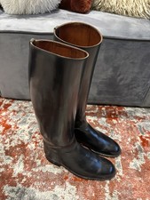 Vintage Herren Leder Lange Reitstiefel & Holz...