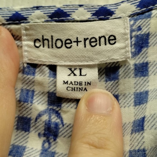 Abito Chloe + Rene taglia XL blu bianco a quadri ancora senza maniche nautico a tubino - Foto 5 di 7