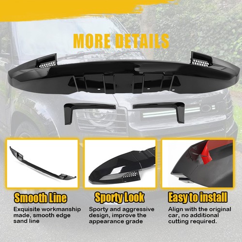 Front Bumper Lip Chin Spoiler Splitters Diffuser For Defender 2020-2024 Black - Picture 9 of 15